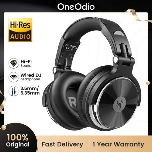 Oneodio Pro 10 auriculares con cable auriculares con cable de Audio de alta resolución auriculares estéreo profesionales para DJ con micrófono sobre la oreja auriculares de estudio