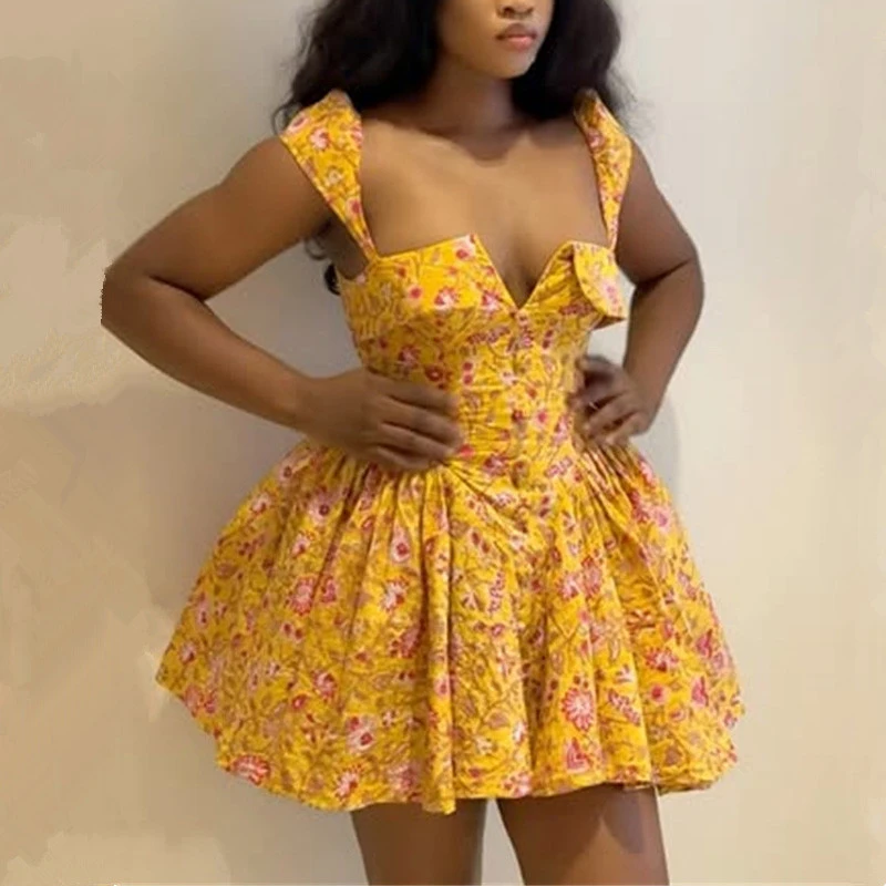 تصميم جديد فستان نسائي عتيق بدون أكمام مطبوع عليه زهور فستان كبير سوينغ للحفلات 2025 عطلة الصيف والنوادي الليلية #3