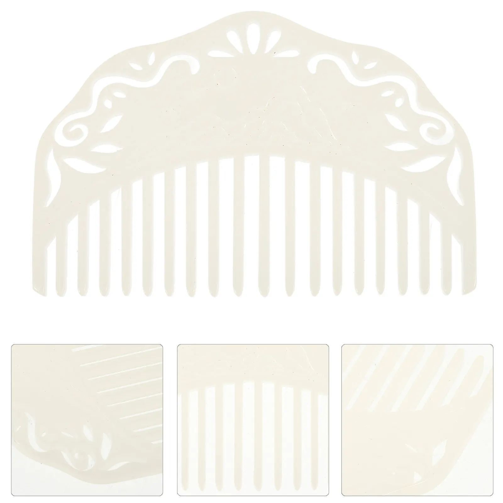 

Traditional Chinese White Resin Hair Side Comb for Women Elegant Formal Wedding Hairstyling Decorative Headpiece Fine