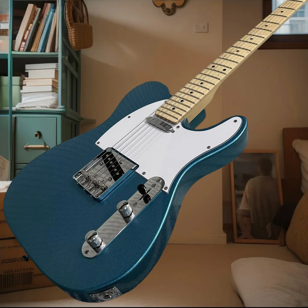 

39-дюймовая розовая электрогитара TLE с 6 струнами, перламутровой отделкой, корпусом из красного дерева и кленовым грифом, бесплатная доставка, для рок-музыки