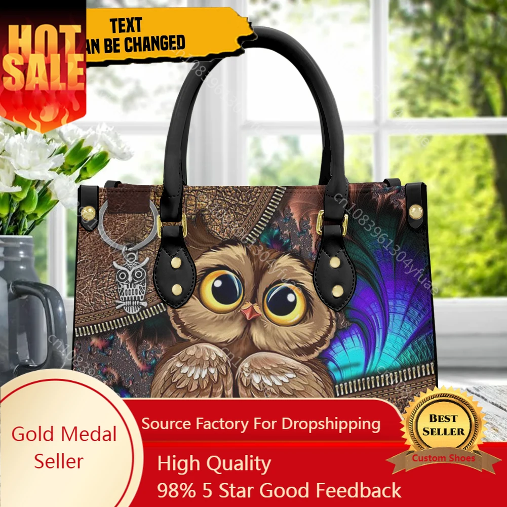 Borsa a tracolla in pelle Pu per donna Cartoon Owl Pattern Women Cute Capacity Handbag Fashion Mini Tote Bags donna Bolsa Femini