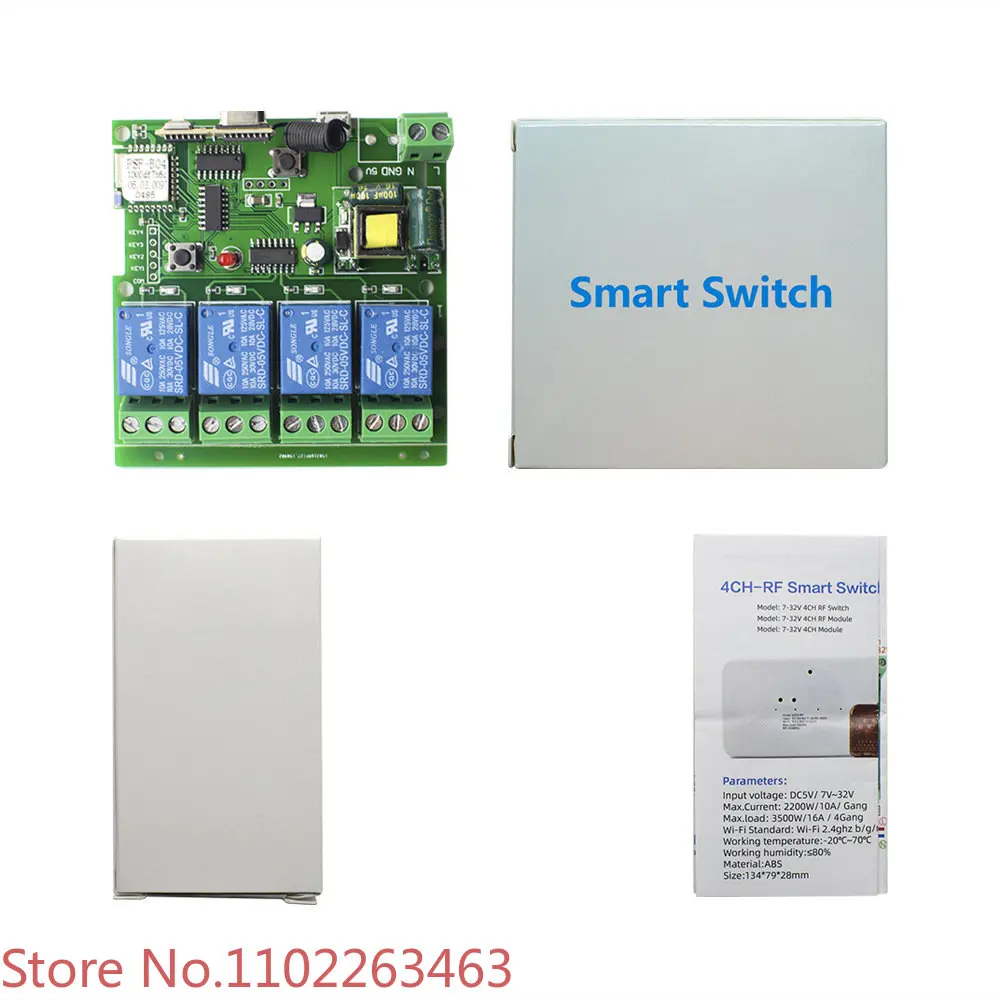 5pcs easy-connected four-way inching switch wifi relay module timing remote intelligent remote control wifi module