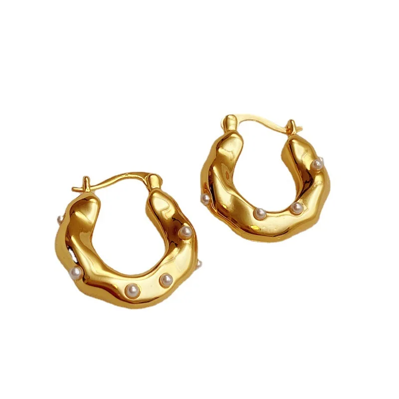 Fashion Jewelry European and American Design Gold Color Metal Hoop Earrings For Women Wedding Gifts Simply Design Accessories