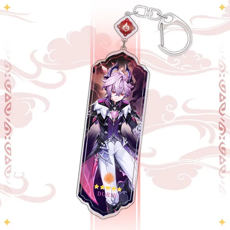 Anime Keychain Furina Hutao Sandrone Mualani Kinich Interlayer Key Chain Accessories Cute Bag Pendant Key Ring for Fans Gift