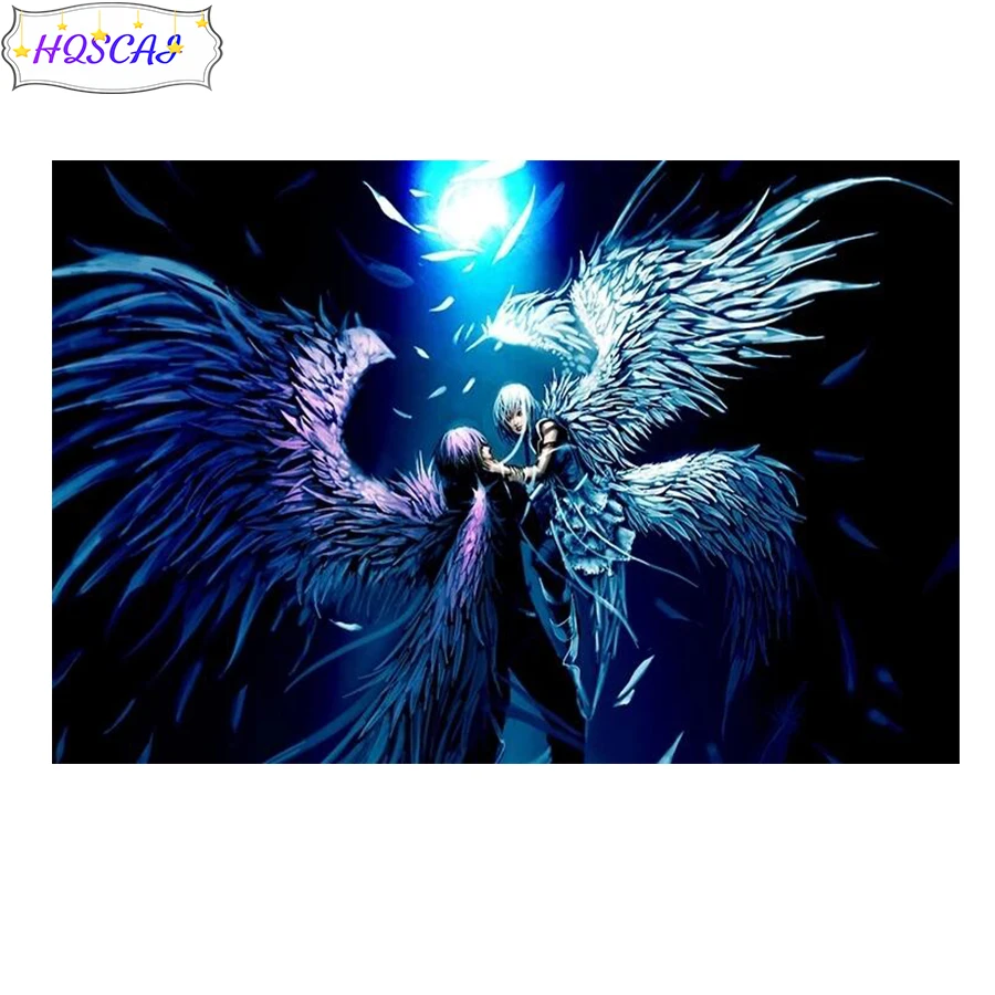 

Алмазная живопись 5D «сделай сам», круглая Аниме Картина с крыльями, для вышивки, семейный фотоподарок