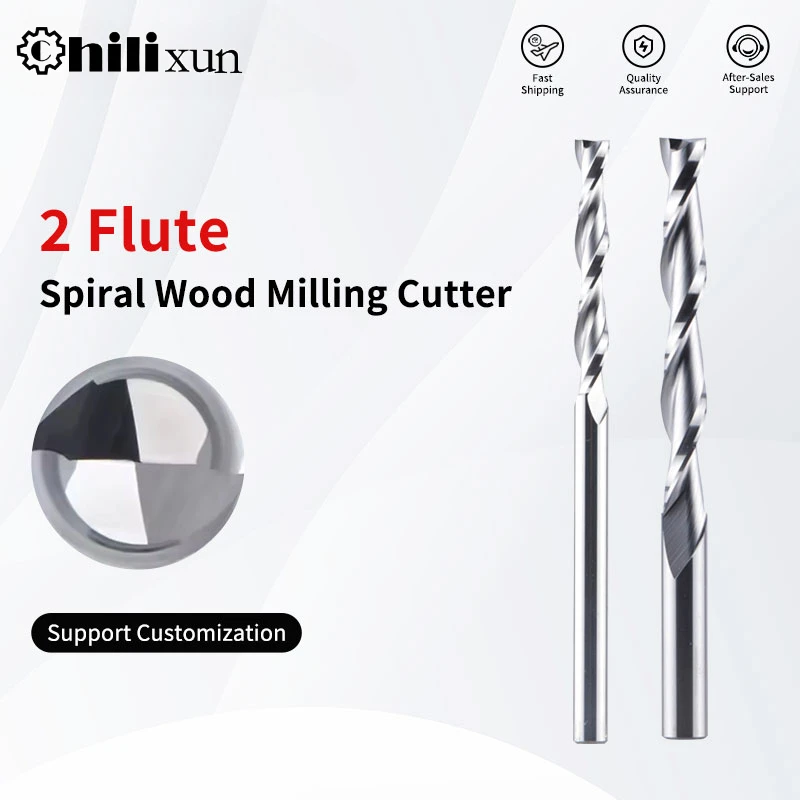 

HILIXUN 1pc Solid Carbide Milling Cutter CNC 3.175 4 6 8mm 2 Flute Spiral Router Bit Carbide End Mill Wood MDF Фреза По Дереву