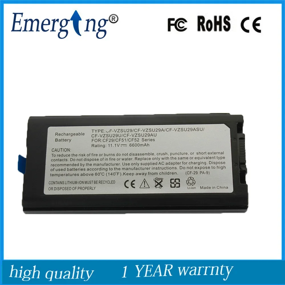 

11.1V 6600mAh CF-29 Laptop Battery for PANASONIC CF-VZSU29 CF-29A CF-51 CF-52 Toughbook-51