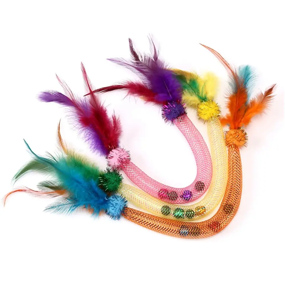 

With Feathers & Bells Interactive Cat Toy Catnip Infused Bite Resistant Cat Teaser Hunting Toy Relieve Boredom