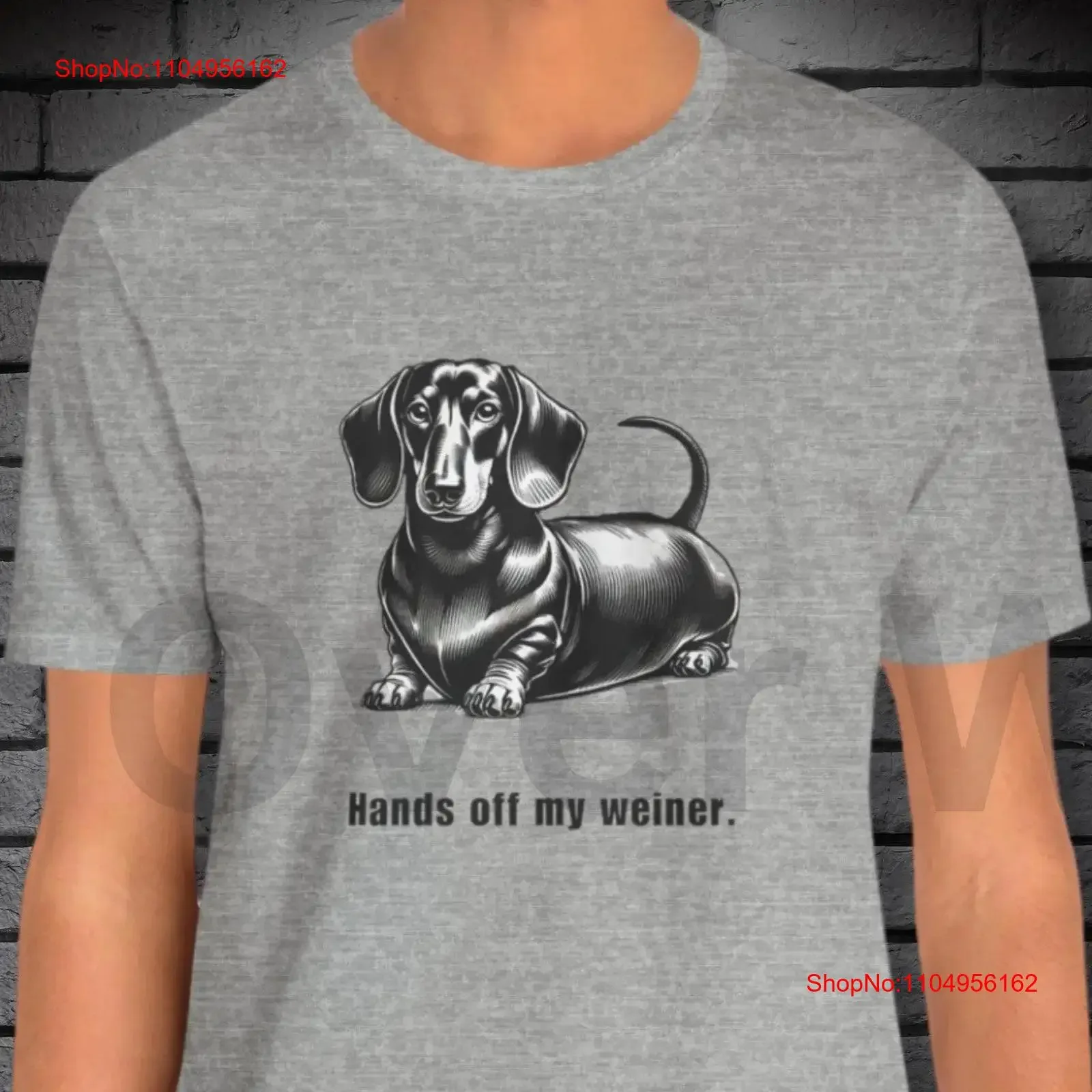 

Hands Off My Weiner T Shirt Funny Dachshund Dog Lover Animal Humor Sausage for Him Pet Owner Top Bella vintage Washed homme