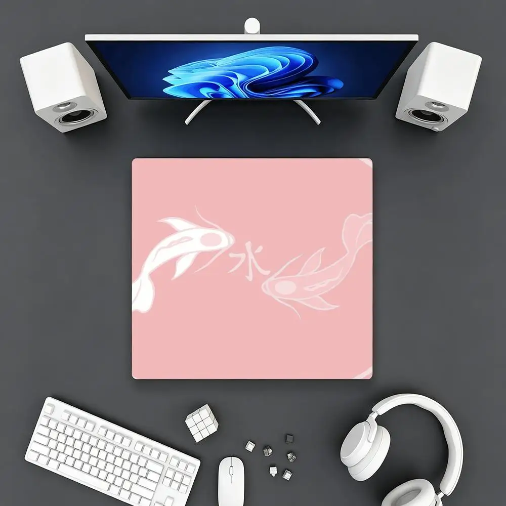Yin yang koi fish chinese playmat simple line oriental carp mousepad for office game desk