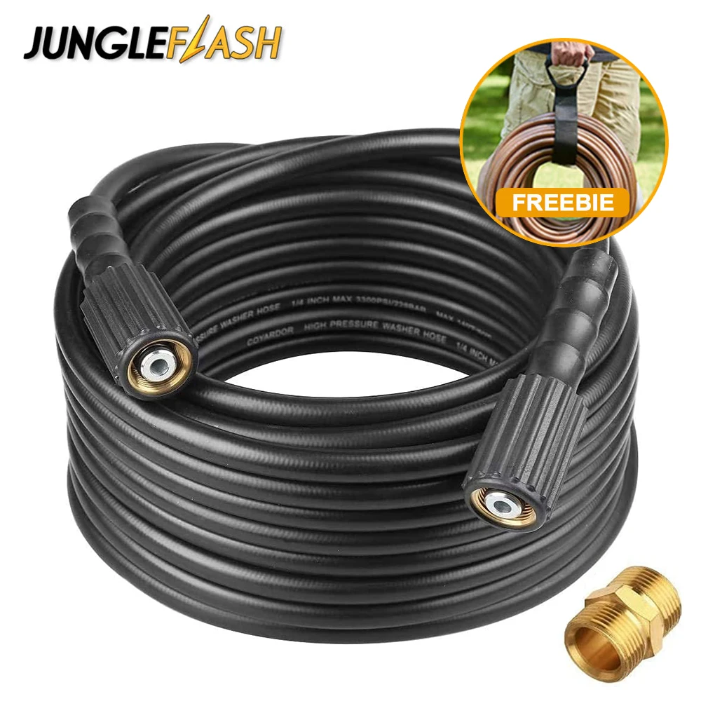 High Pressure Washer Hose 33ft 1/4 Inch Replacement Hose with M22-14&15 Extension Coupler for Karcher Lavor AR Blue Power Washer