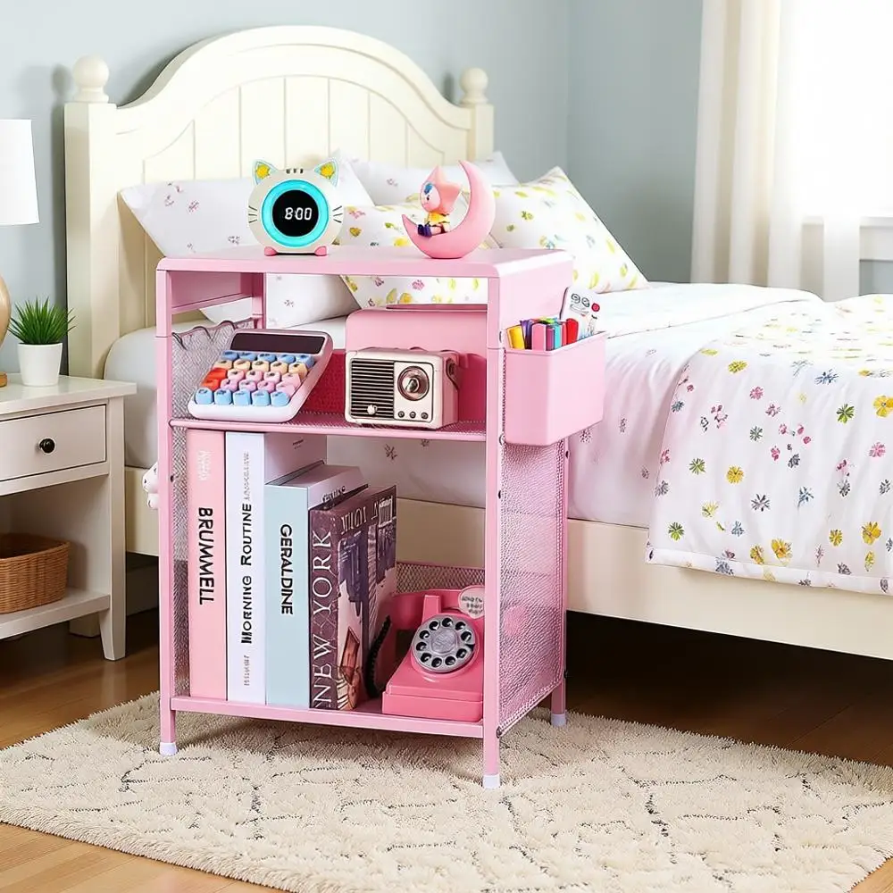 

Трехуровневый маленький приставной столик для небольших помещений, с регулируемым хранилищем для вещей, подходит для спальни девочки, детской комнаты, гостиной и офиса.