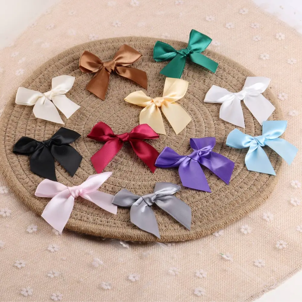 10/20/50/100pcs Colourful Ribbon Bows Small Size Polyester Satin Ribbon Wedding Bow Flower DIY Craft Decoration