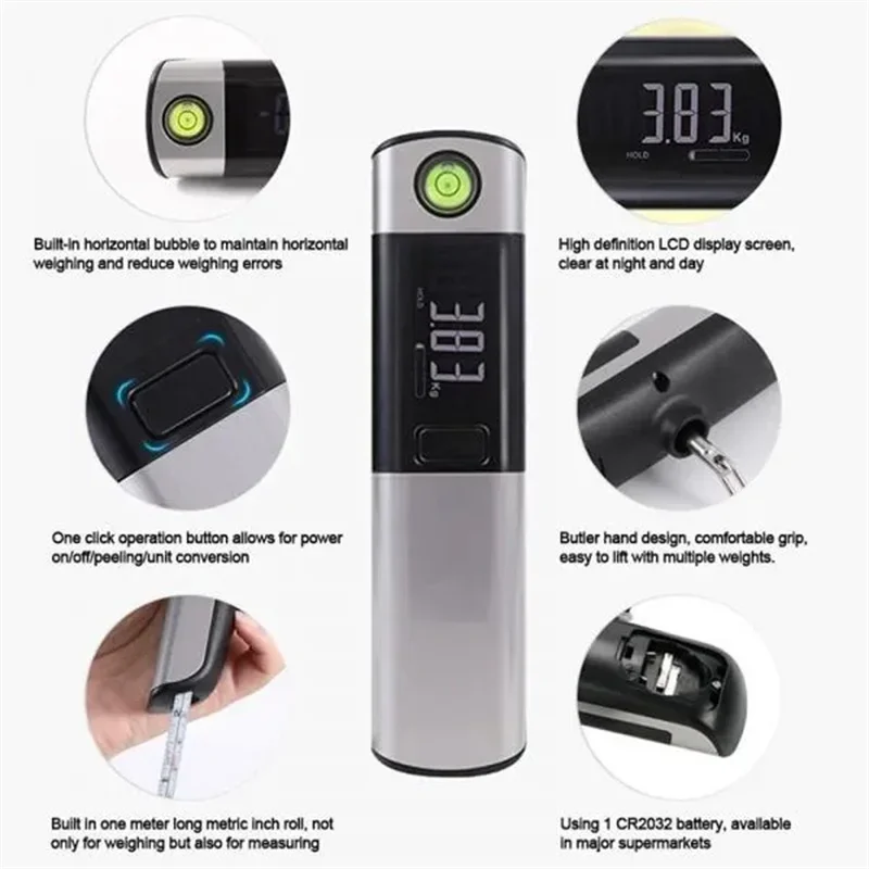 Portable LCD Digital Luggage Scale Hanging Scale Travel Weighs Scale With Tape Measure Home Multifunctional Electronic Scale