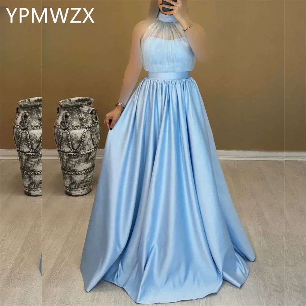 Customized Prom Gown Evening Formal Dress Women YPMWZX Halter A-line Floor Length Skirts Draped Bespoke Occasion Dresses Party O