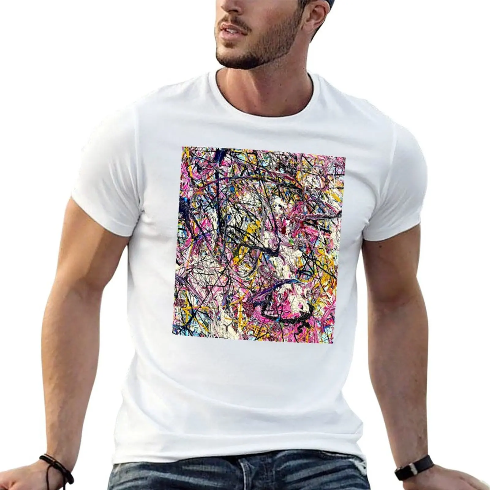 

Abstract Jackson Pollock Painting Original Art ,artwork by Jackson Pollock, red, yellow, blue, black T-Shirt