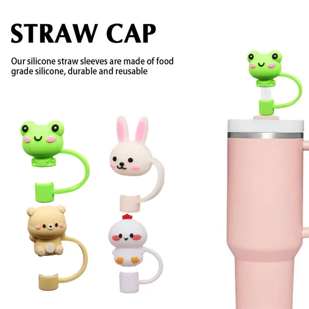 Frog Straw Cap Drink Straw Stopper Dust Cap Cartoon Straw Cover Straw Silicone Sleeve Accessories Dust Recyclable I1Y9