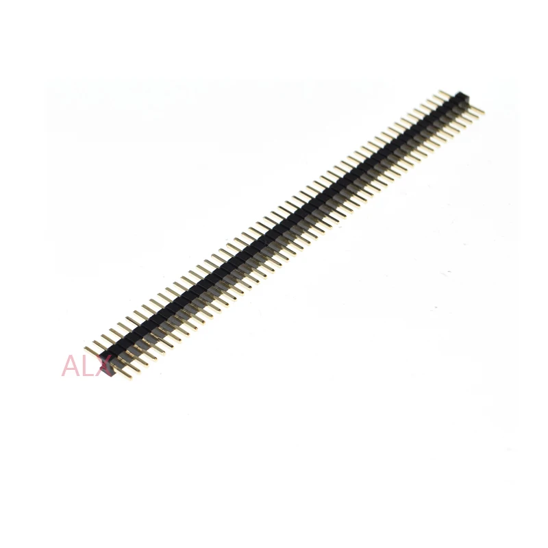 10pcs 1x40 Pin  Gold Plated Single Row Male 1.27mm Pitch Pin Header Connector Strip 1x40pin 1*40 40p 40pin Black For Pcb Board