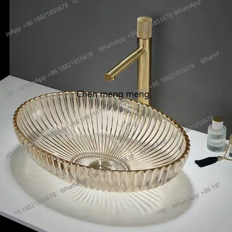 

Modern Nordic Fashion Bathroom Simple Oval Transparent Countertop Basin