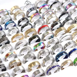 20Pcs/Lot Fashion Classic Hollow Stripe Stainless Steel Rings Men Women Luminous Rhinestone Mix Style Jewelry Party Wedding Gift