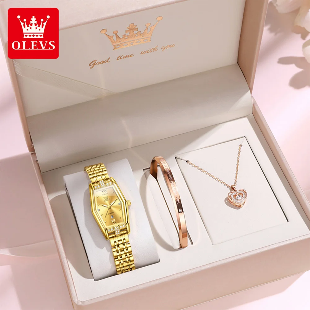 

OLEVS Women Watches 3699 Luxury Original Elegant Quartz Watch Waterproof Luminous Date Ladies Watch Bracelet Set New Reloj
