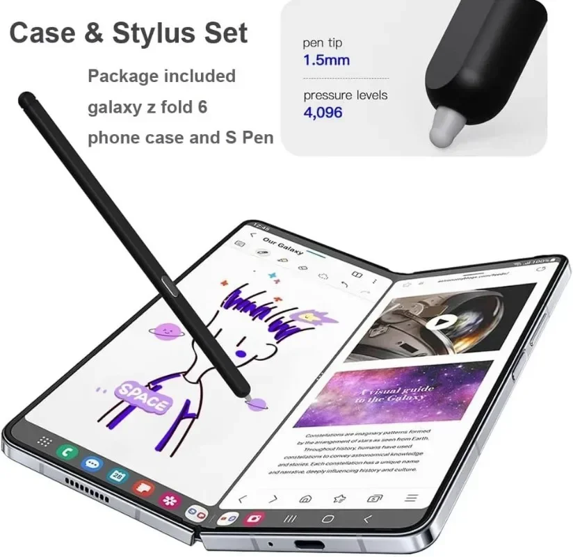 جراب غير لامع نحيف بلون نقي مع واقي شاشة مدمج ، غطاء لهاتف Samsung Z Fold 6 ، Galaxy Z Fold 5 ، حامل أقلام PC