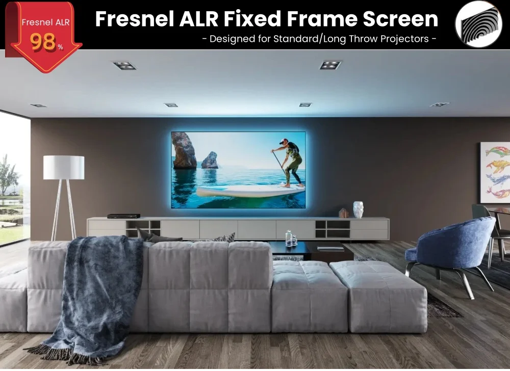 100 ''120'' ALR Weiche Flexible Fresnel Festen Rahmen Lange Werfen Projektion Bildschirm für Normale Fokus Projektor Anti Licht Vorhang – Detail 1
