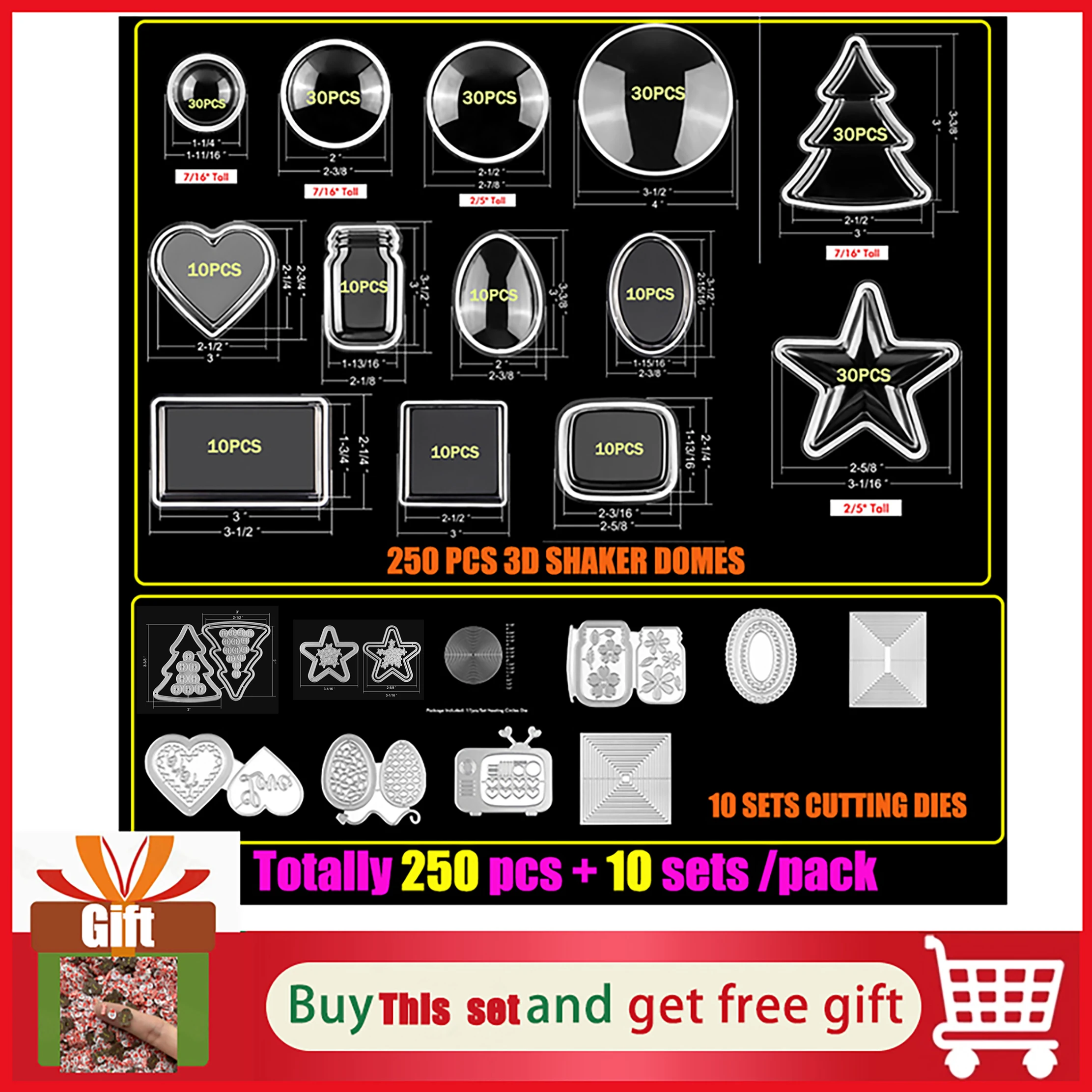 

10/70/250Pc Set Plastic Clear Puffy Shaker Covers scrapbooking & stamping Window Blister tools shaker domes for card making