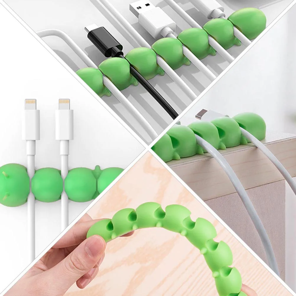 

1pc Caterpillar-Shaped Adorable Cable Organizer Green Self-Adhesive Durable Wire Wrapper For Headphones Usb Chargers