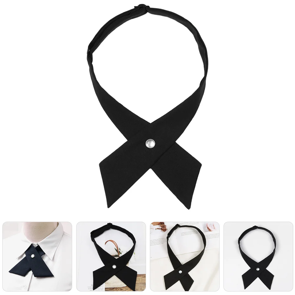 

Solid Color Pre-Tied Black Bowtie Adjustable Cross Bowtie for Women Girls School Uniform Party Special Occasion