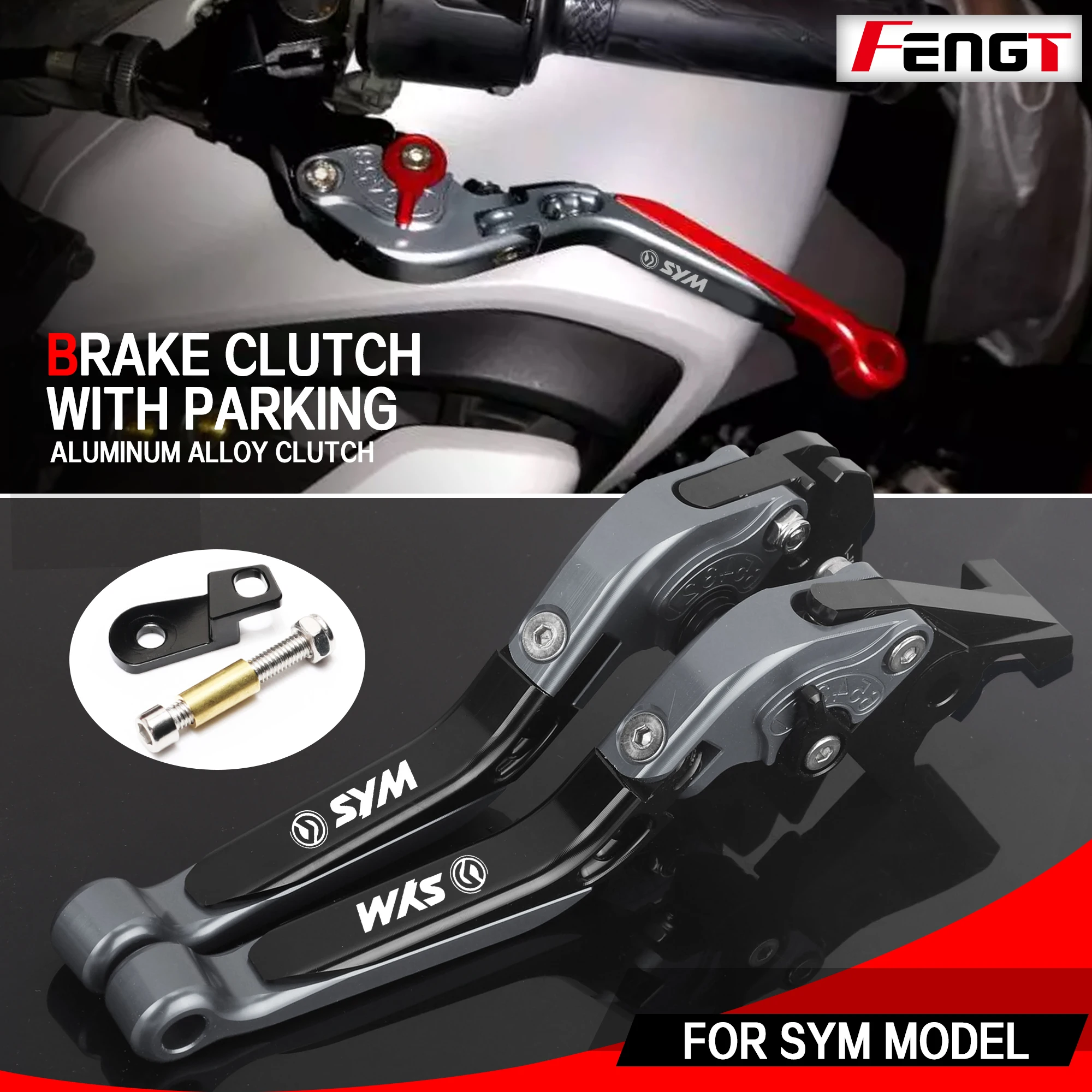 

For SYM JETX/JOYMAX Z/EVO/VTS/GTS/DRG BT Accessories Parking Brake Lever Set Folding Handle Levers with Parking Lock Stopper