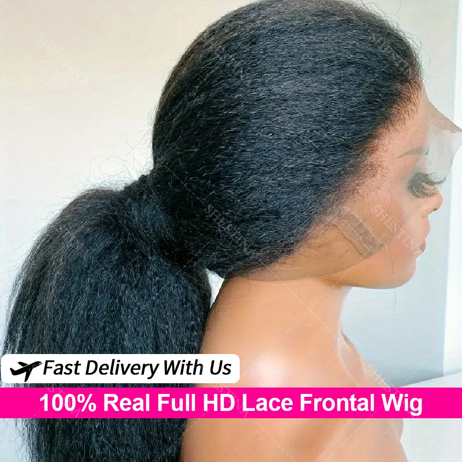 Pelucas frontales de encaje completo liso y rizado de 250 de densidad, cabello humano para mujeres Yaki liso 100% Real Full HD, peluca con malla Frontal prearrancada