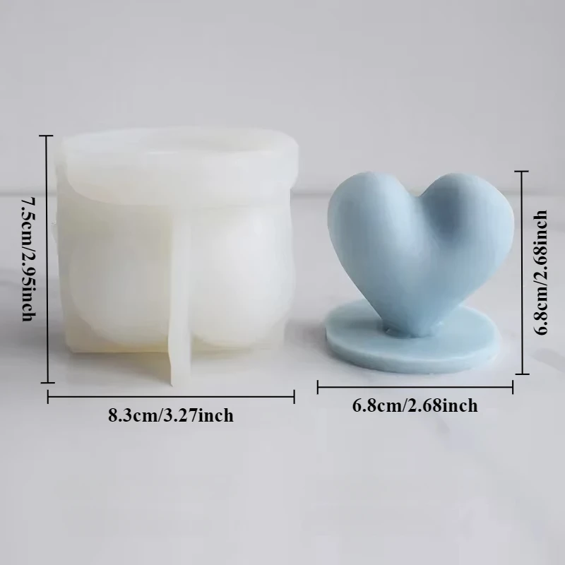 3D Love Candle Silicone Mold DIY Handmade Heart-shaped Soap Gypsum Crystal Crafts Resin Casting Mold Valentine\'s Day Gift Making