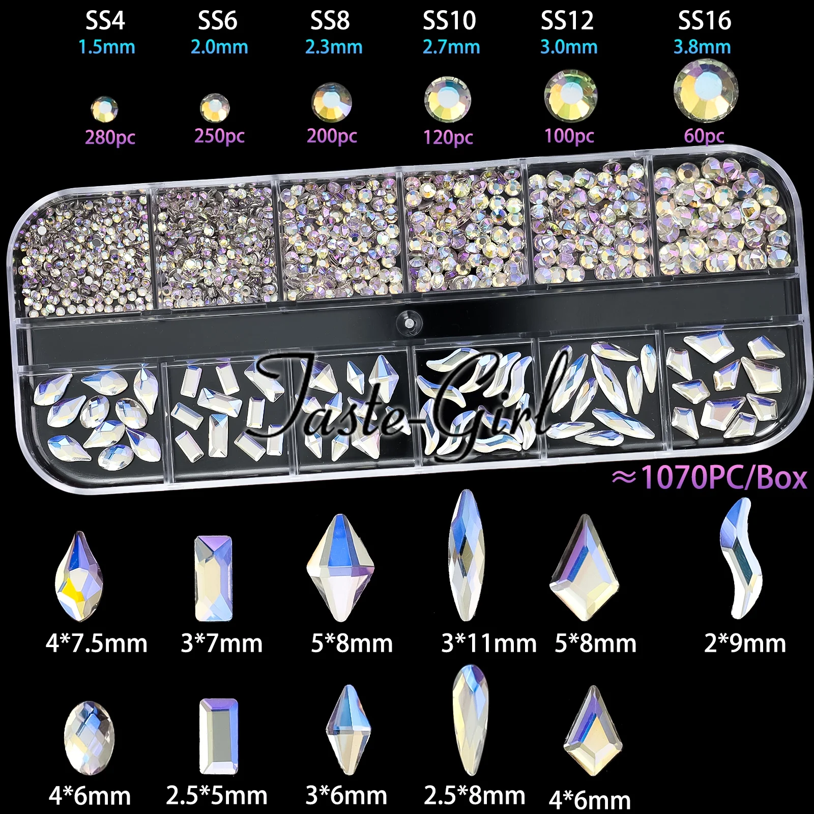 1 Box K9 Glass 3D Nail Art Decoration Rhinestones Charms Glitter Nails Accesorios Mixed Designs Nail Supplies For Professionals