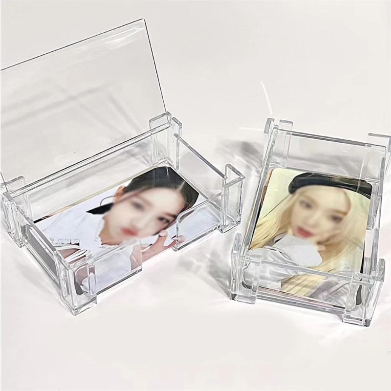 Collect Box Desk Storage Card Storage Box School Stationery Photocards Holder Transparent 3 inch Acrylic Flap Storage Case