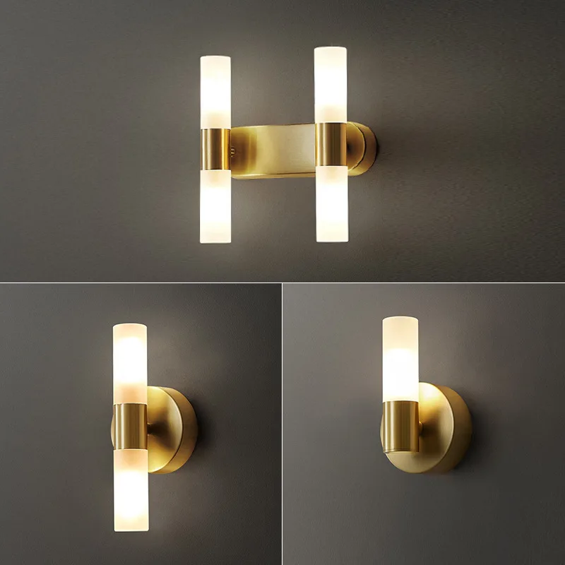 

Nordic Led Wall Lamp Copper Glass Light For Living Room Bedside Corridor Home Decorative Modern Bathroom Mirror Lights Fixture