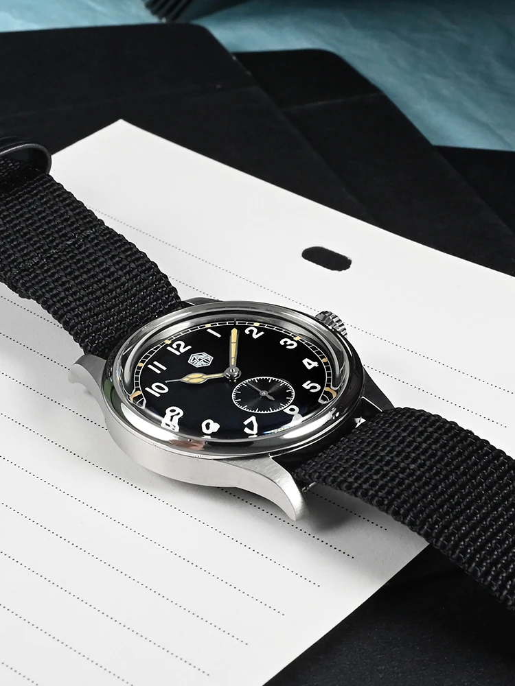 San Martin 36mm Pilot Watch RONDA 6004 Quartz Movement  Simple Style Flieger Men Wristwatch Nylon Strap Luminous SN0105 Aviator