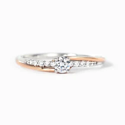 Huitan Minimalist Cubic Zirconia Wedding Rings for Women Unique Two Tone Design Eternity Female Accessories Fashion Jewelry Bulk