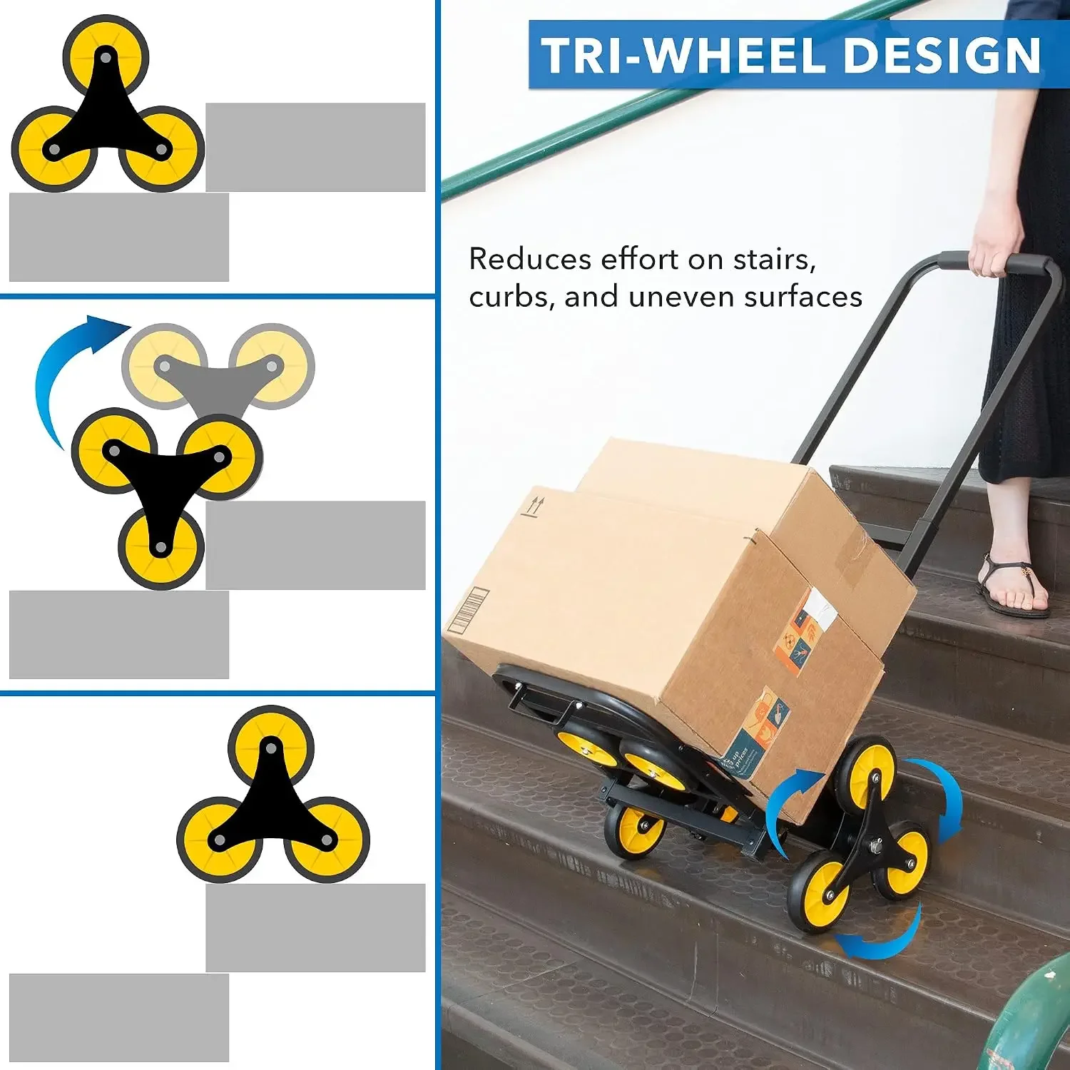 Folding Hand Truck and Dolly, Heavy-Duty Luggage Trolley Cart with Telescoping Handle and Rubber Wheels, Silver, Black, Yellow