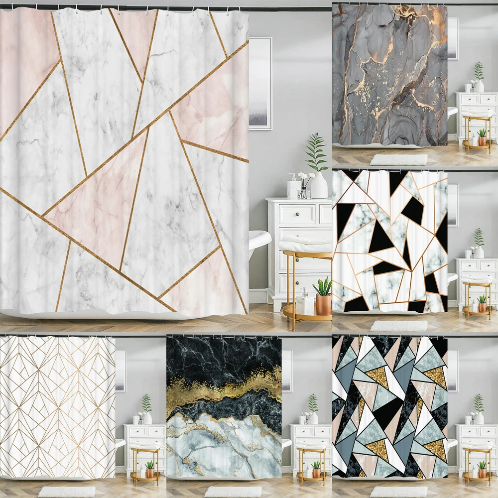 

Modern Art Style Marble Luxury Shower Curtain Waterproof Home Decor Polyester Fabric Bathroom Curtains Toilet Cortinas De Ducha