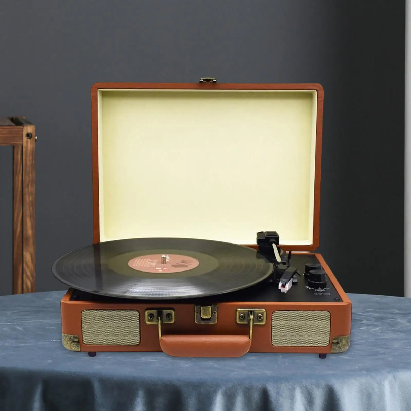 Vinyl Record Player Gramophone Portable Turntable Player Music Player Built in Speakers for Club Bar Home Entertainment Decor