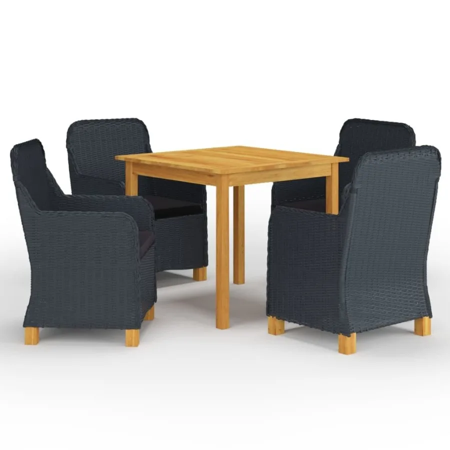 

5 Piece Patio Dining Set Dark Gray