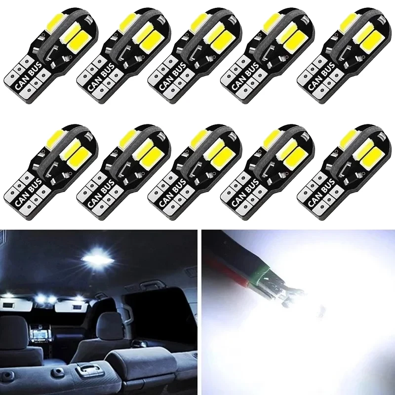 10/20PCS Bombillas LED W5W T10 Canbus 5730 8SMD 12V 6000K 194 168 Luces LED para Coche, Luces de Mapa, Luces de Cúpula, Luces de Estacionamiento, Lámpara de Señalización Automática