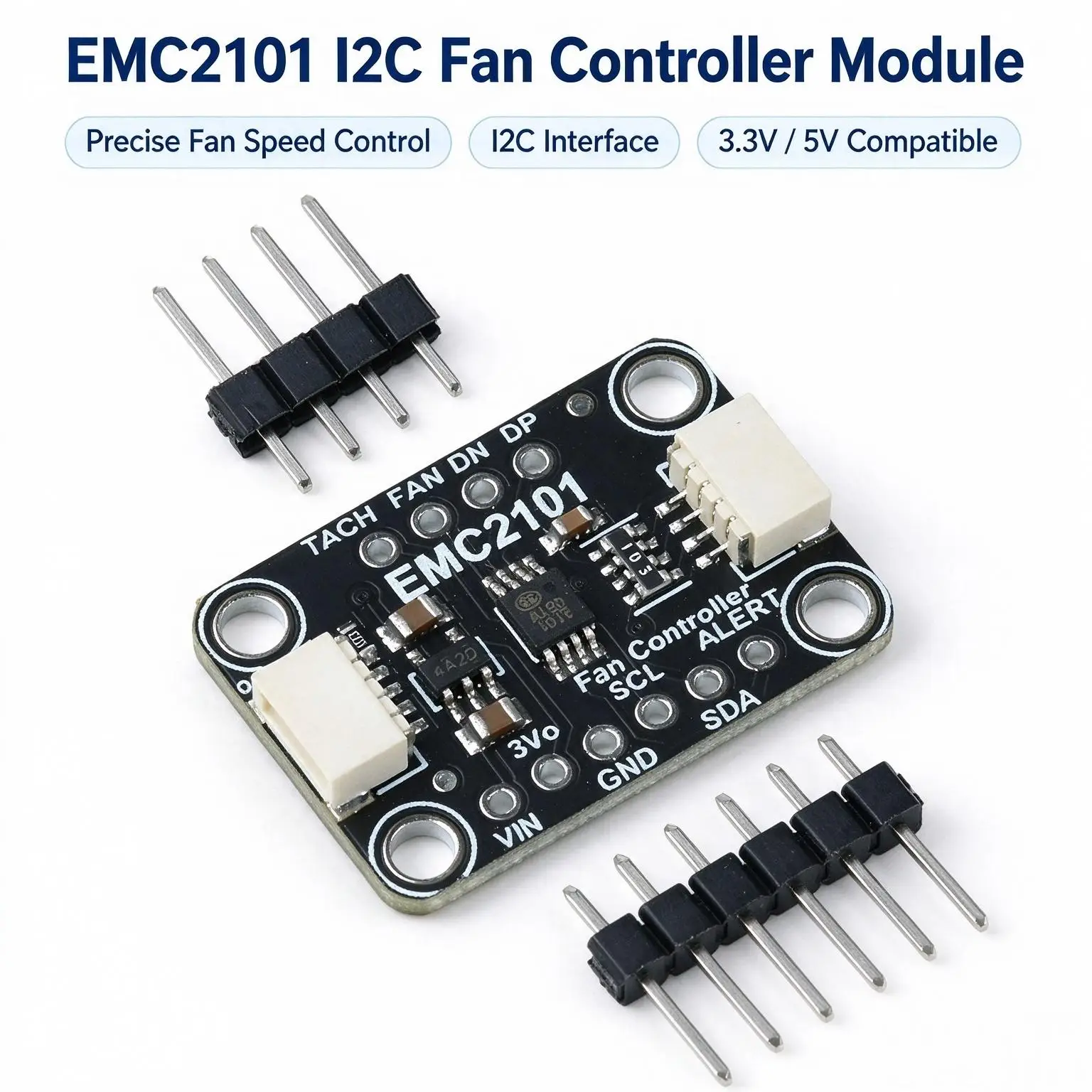 EMC2101 I2C PC Fan Controller Temperature Sensor Module 4-Wire PWM Fan Speed Regulation STEMMA QT Qwiic Programmable Fan Curve