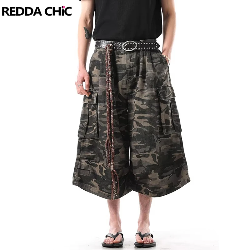 

Джинсовые шорты REDDACHiC с камуфляжным принтом, свободные повседневные шорты-бойфренды с множеством карманов, плиссированные широкие брюки-карго, женские ретро-шорты в уличном стиле
