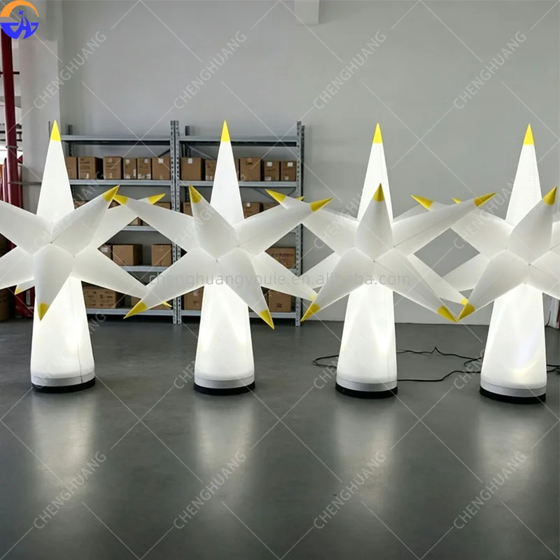 LED Luminous Inflatable Pentagram Explosion‑Star Lamp Post, Colorful Air Model Decor Props for Bar Party & Celebration Supplies