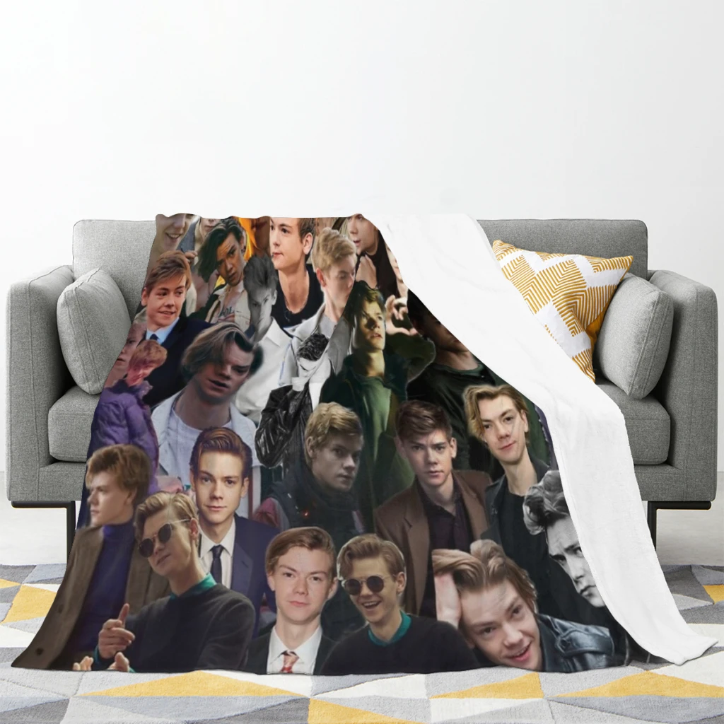 Thomas Brodie-Sangster Collage Thin Blanket Fluffy Soft Bedroom Decor Sofa Blankets Comforter Home and Decoration Summer Blanket