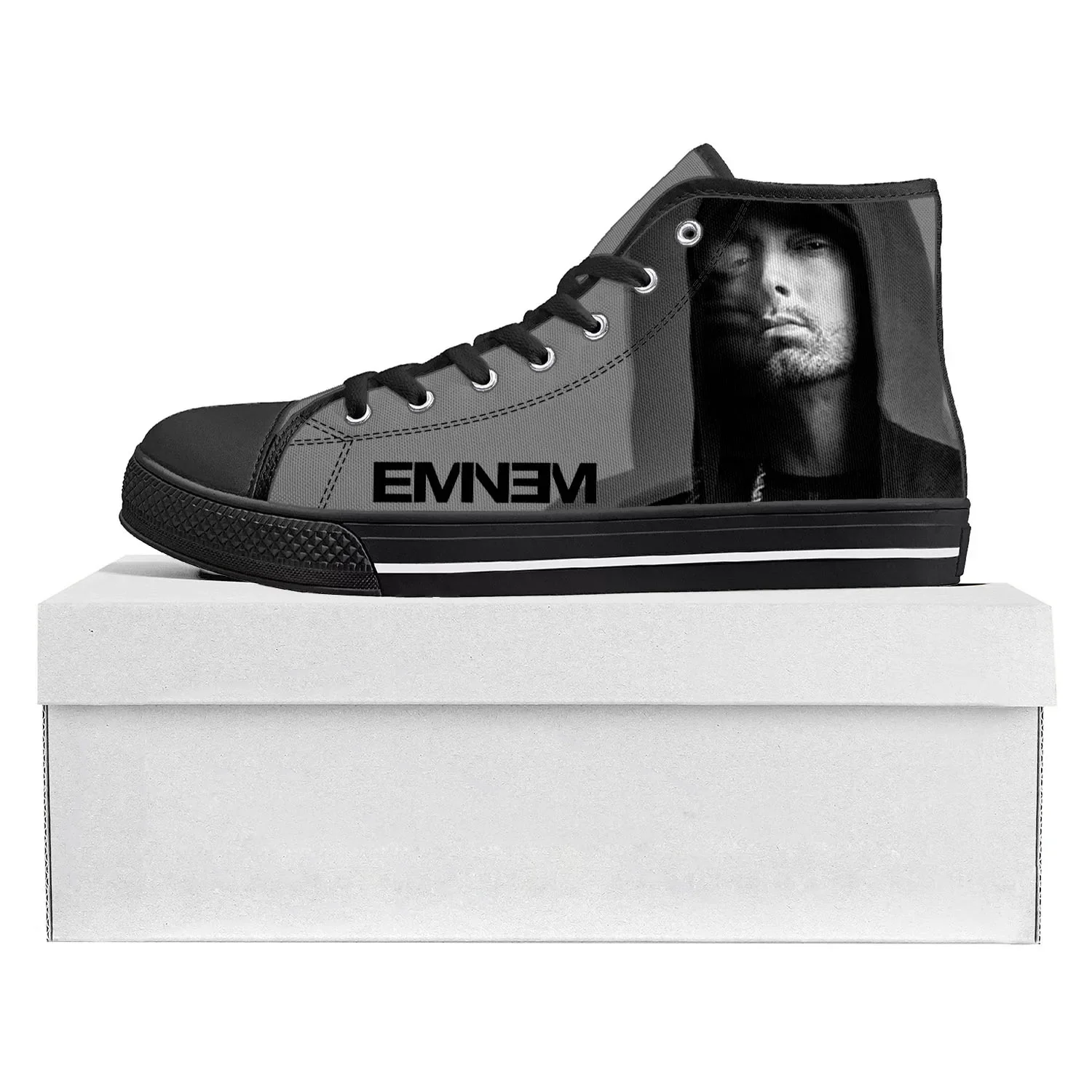 Eminem Hip Hop Rapper Music Popular High Top High Quality Sneakers Mens Womens Teenager Canvas Sneaker Couple Shoes Custom Shoe