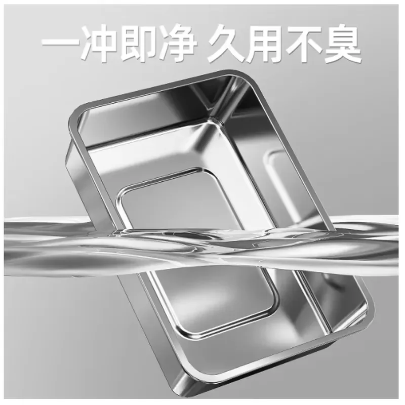 Large Stainless Steel Cat Litter Box High Wall Deep Pan Splash Proof Semi Closed Open Top Kitty Toilet Tray for Indoor Pets