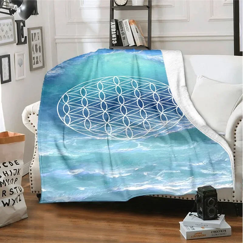 

Flower of Life Pattern Warm and Fashionable Blanket Sofa Bedcover Soft and Warm Flannel Cover Blanket Gift for Boys and Girls' F